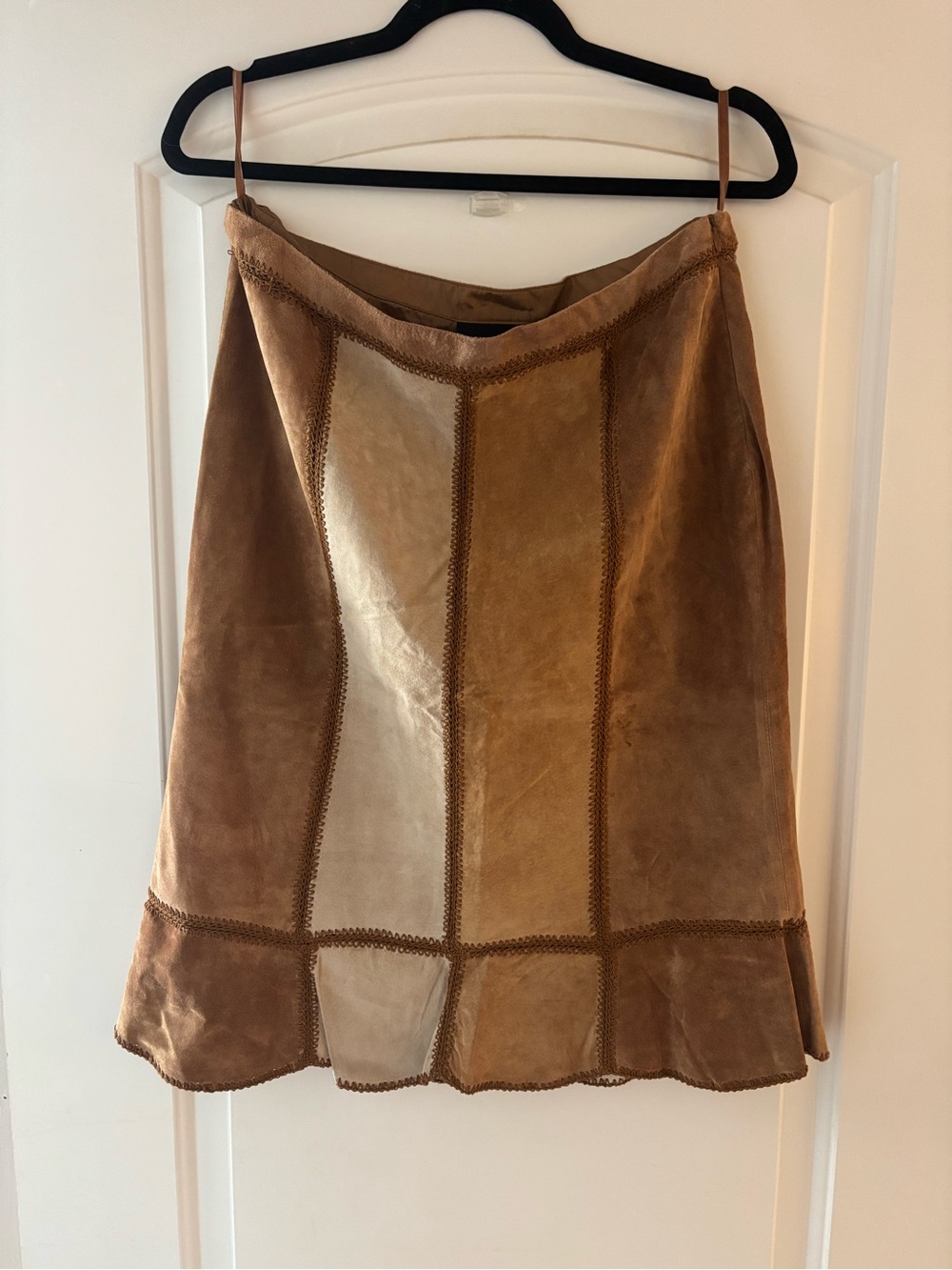 Express Genuine Leather Patchwork Midi Skirt 70s Y2K Size 11/12